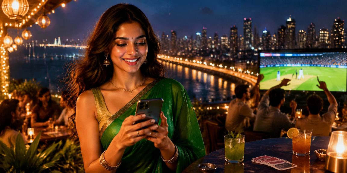 Player enjoying Rummy during cricket match in Bandra, Mumbai